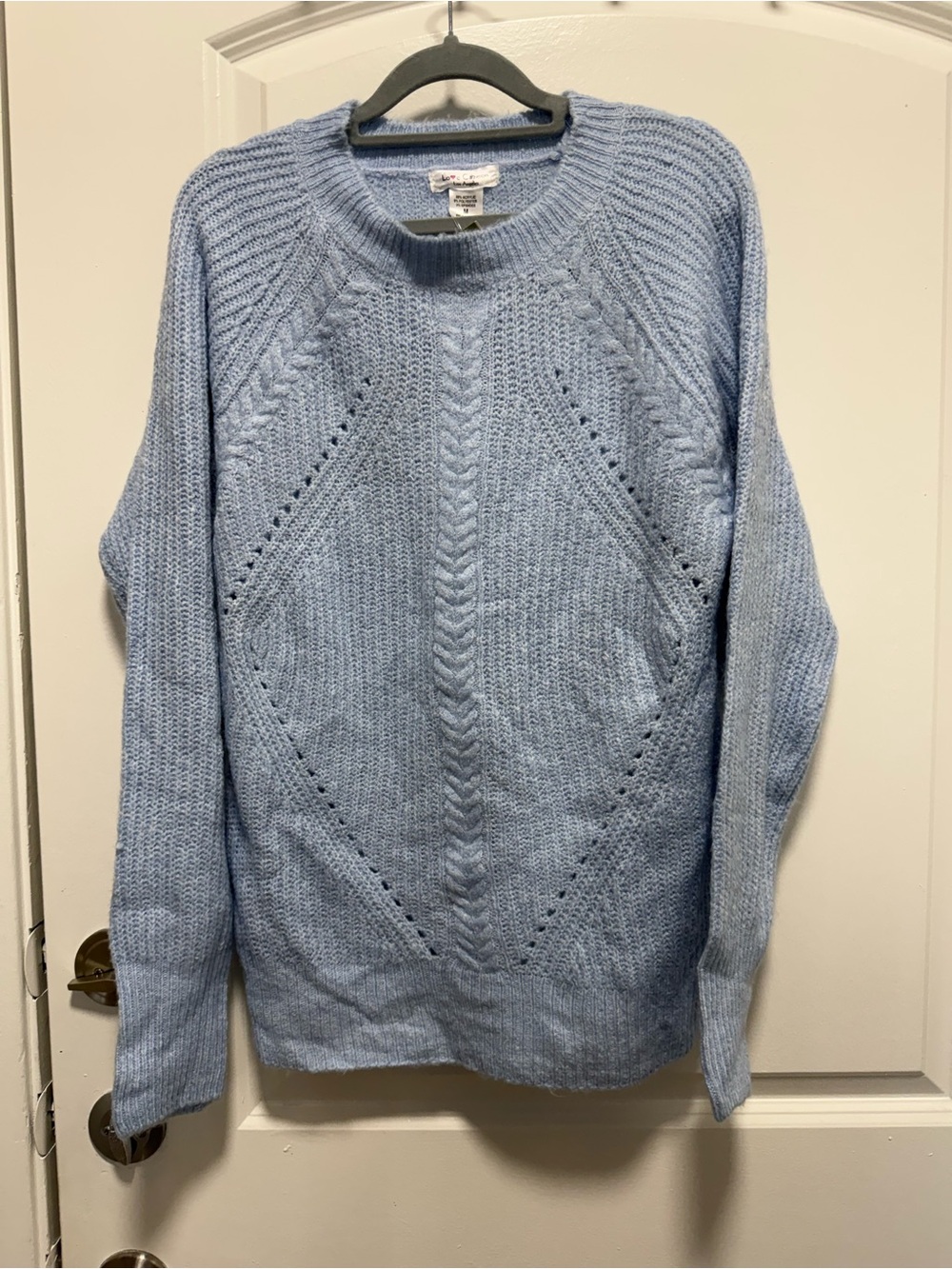 Light Blue Cable Stitch Crewneck Sweater